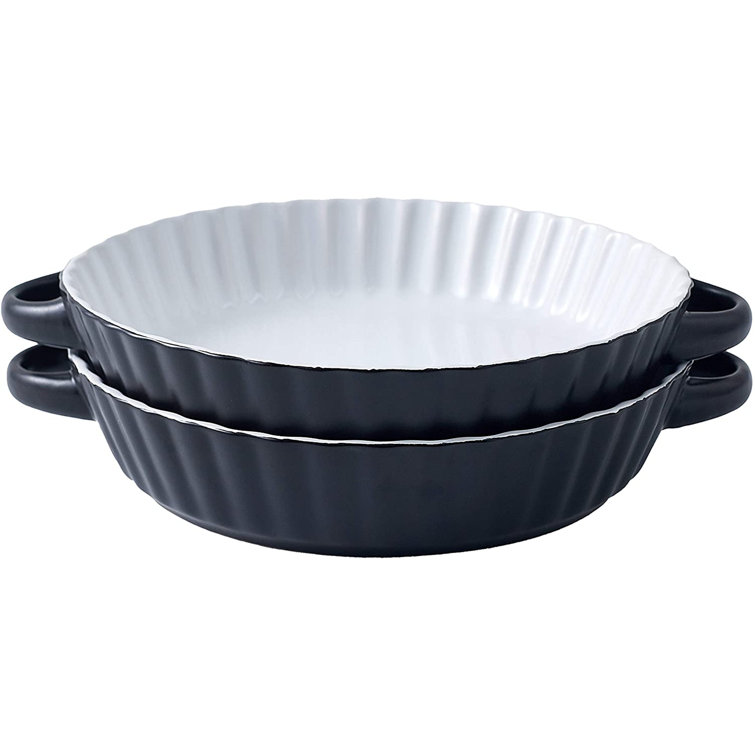 mskey Set Of 2 Modern Ceramic Pie Pan, 9.5 Inch Tart Pan Round Pie